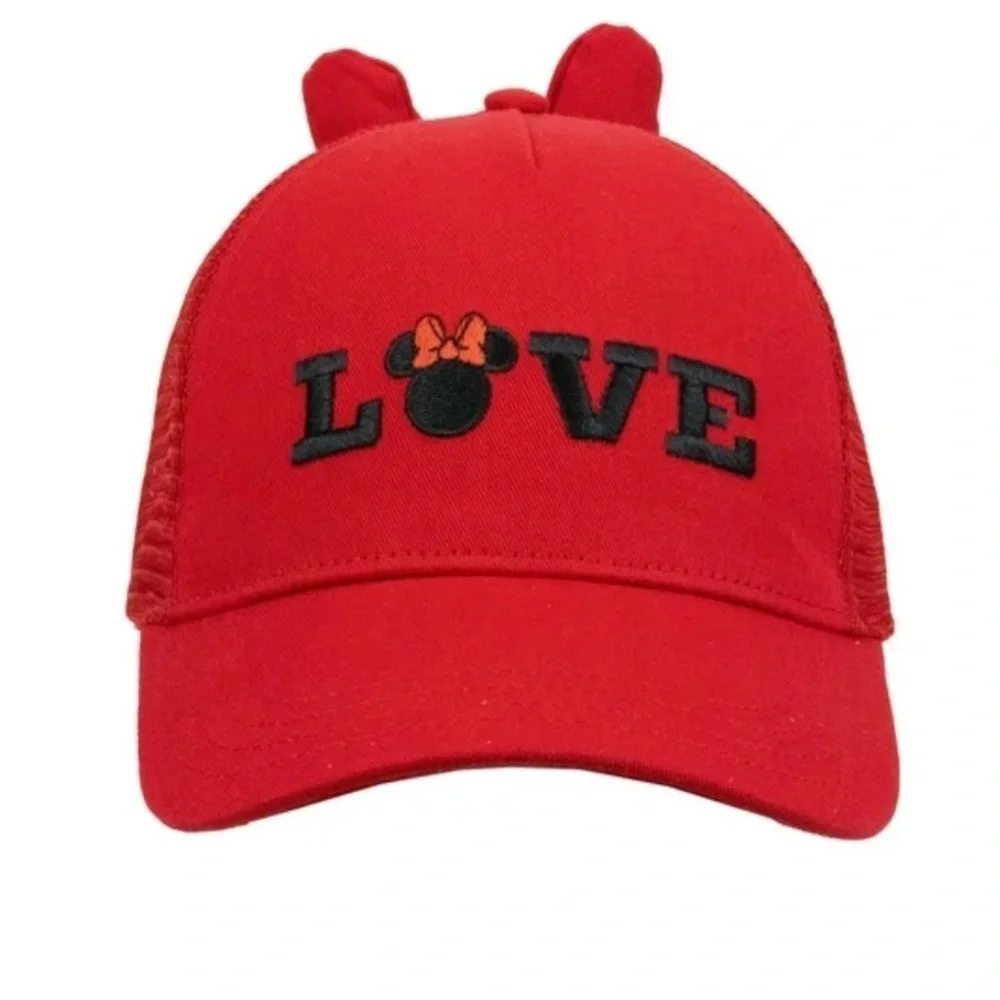Minnie Mouse Girls Baseball Cap with Bow, Red, One Size Fits Most